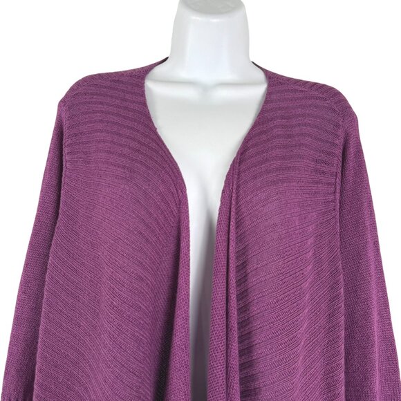 Eileen Fisher Open Front Cardigan Sweater 2X Purple Linen Silk CJ-2151 - Picture 3 of 8